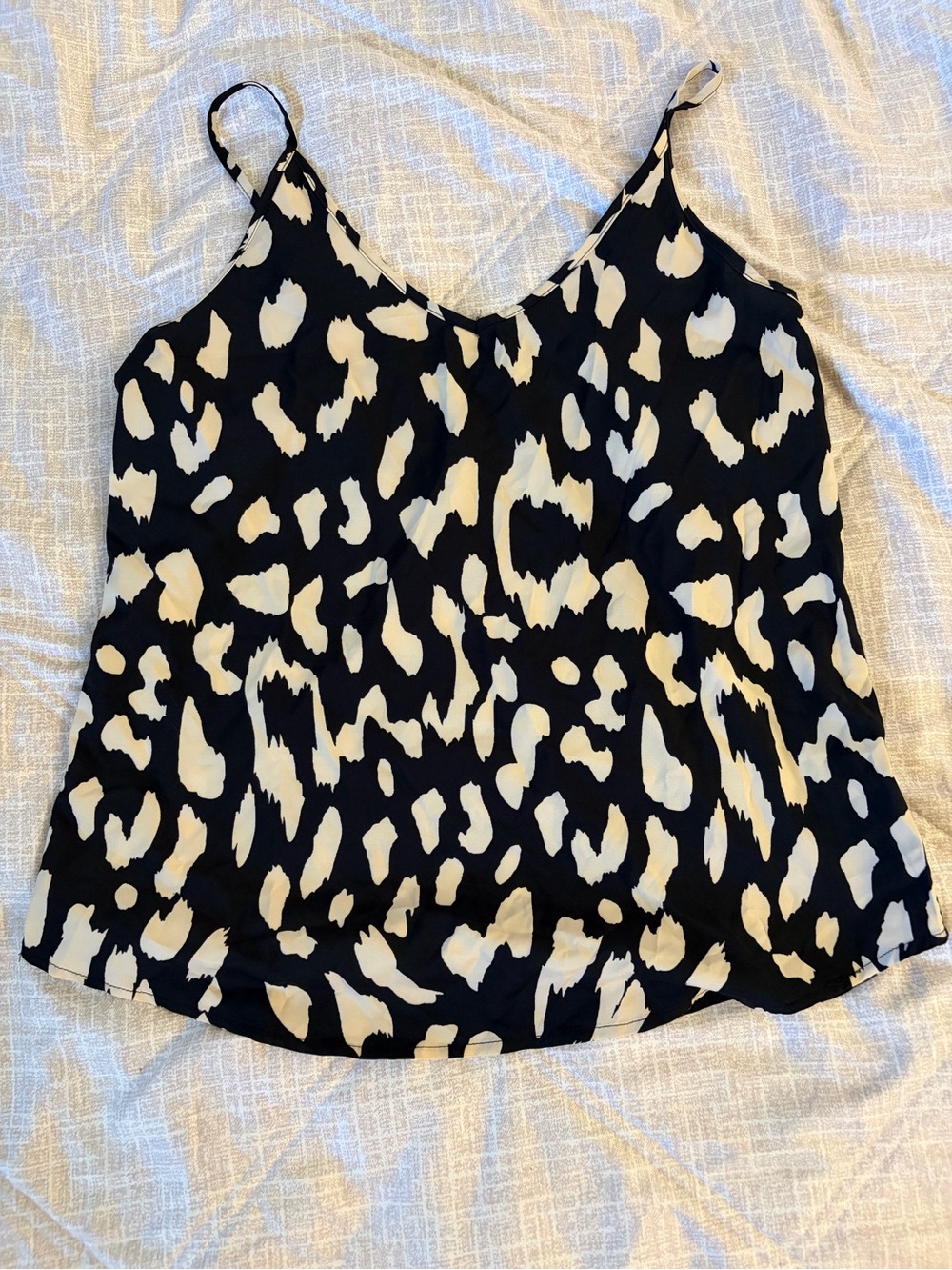 Black Cream Leopard Print Swing Cami Top